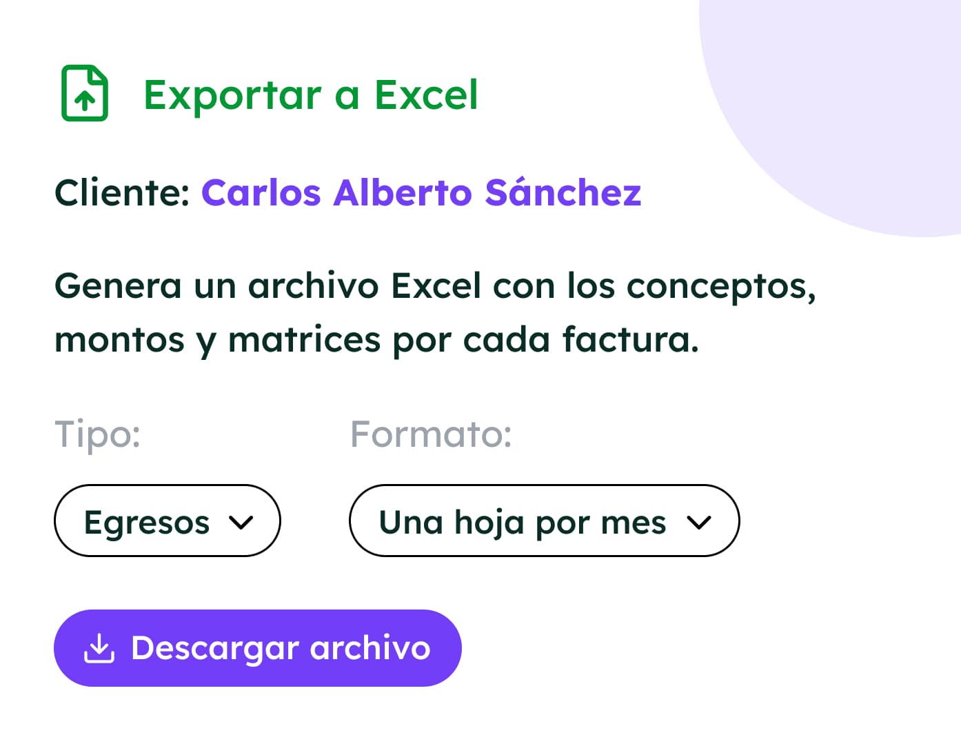 Exportación a Excel